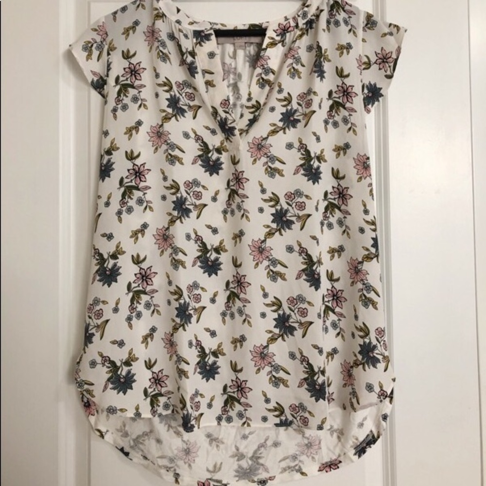 LOFT Wildflower Mixed Media Flutter Top